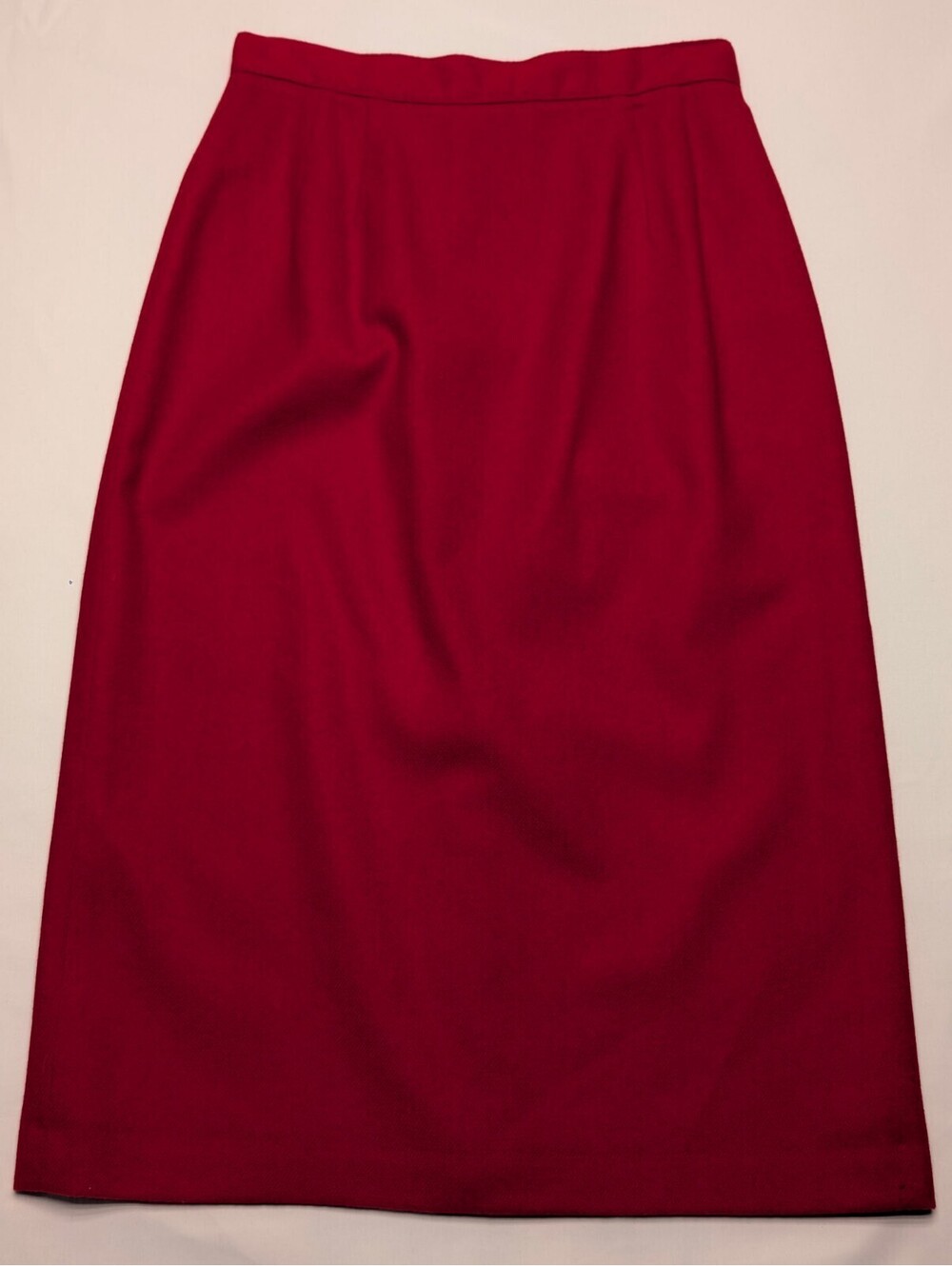Radcliffe Red 100% Wool Midi Pencil Skirt Back Slit Size 6
